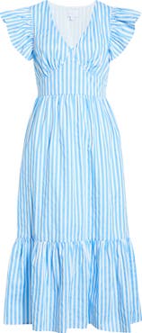 SUGARLIPS Stripe Ruffle Sleeve Cotton Dress