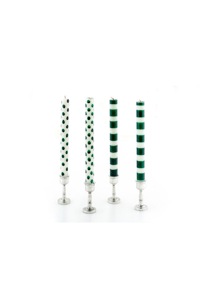Green Dots & Stripes Tapers - Gift Box of 4, Main, color, Green Dots