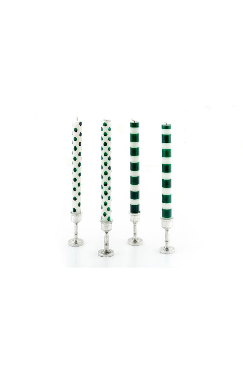 Thumbprint Artifacts Green Dots & Stripes Tapers - Gift Box of 4, Main, color, Green Dots