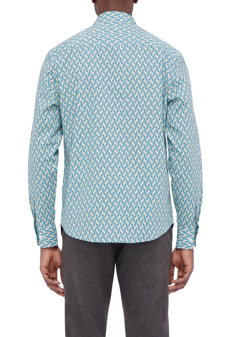 Julian Shaped Fit Print Button-Up Shirt, Alternate, color, DUSTY BLUE