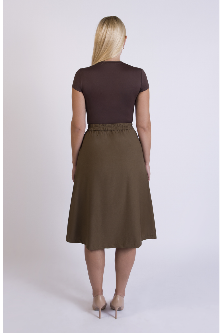 The Wool Midi Skirt, Alternate, color, Cocoa