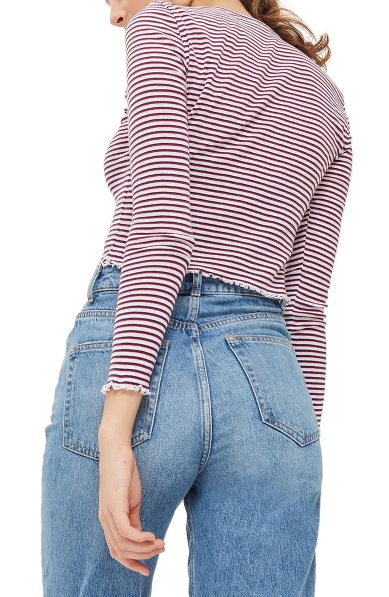 Topshop Lettuce Edge Stripe Tee, Alternate, color,