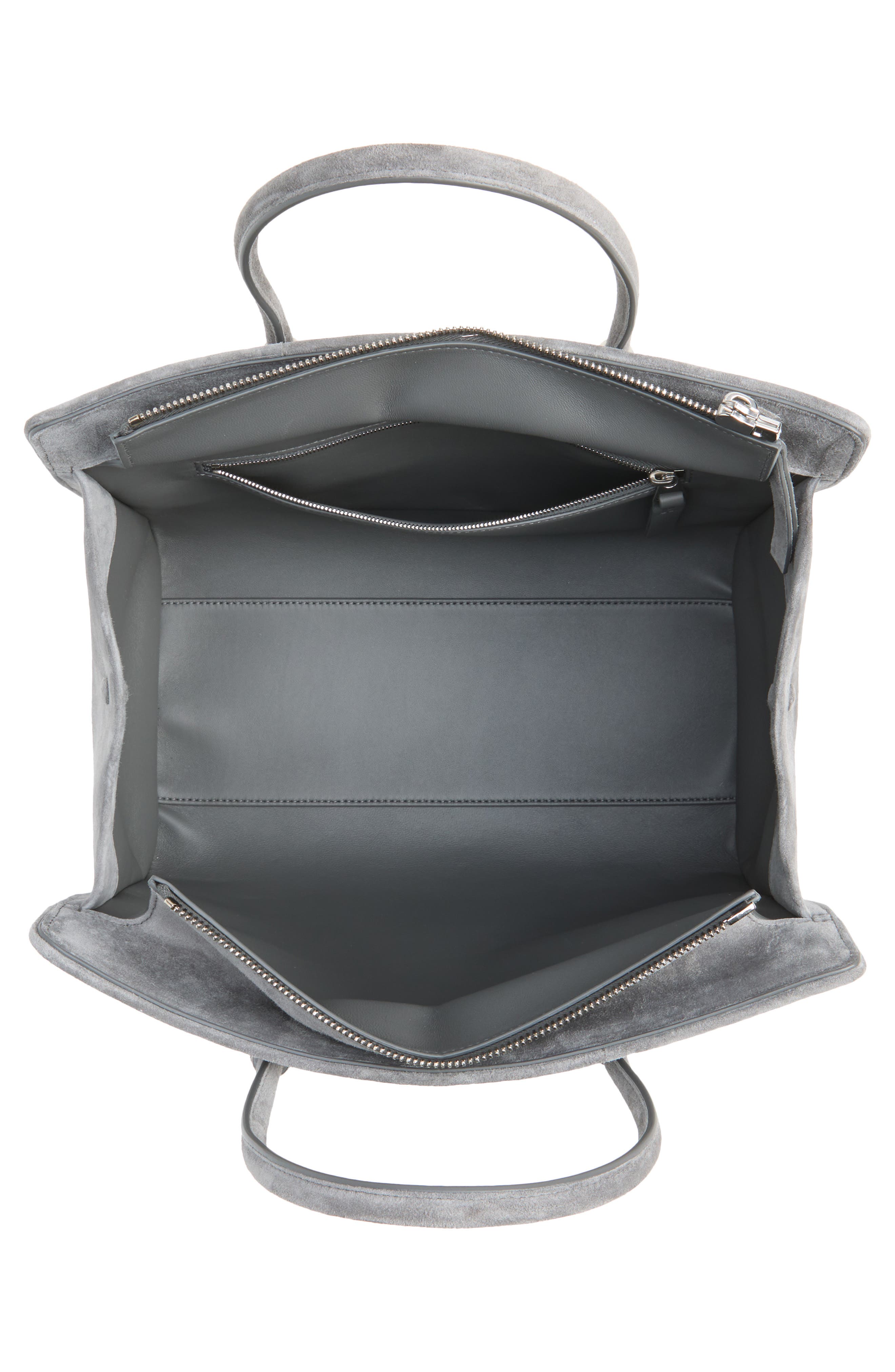 Barbara Intrecciato Suede Tote, Alternate, color, 1689 OBSIDIAN GREY/ SILVER