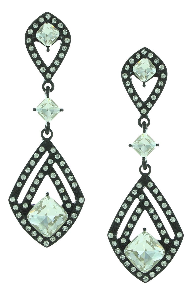 OLIVIA WELLES Silver Plated Cleo Crystal Earrings, Main, color, Black / Clear