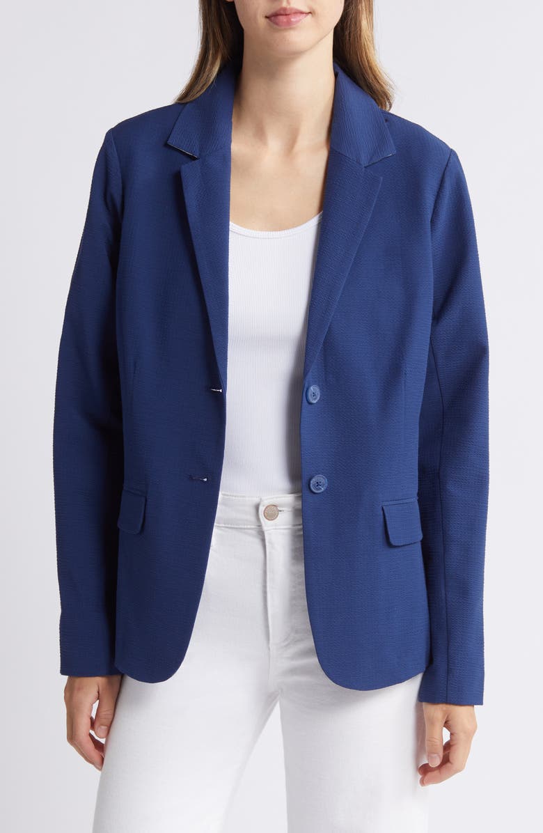 Tommy Bahama Nova Wave Cotton Stretch Seersucker Blazer, Main, color, Island Navy