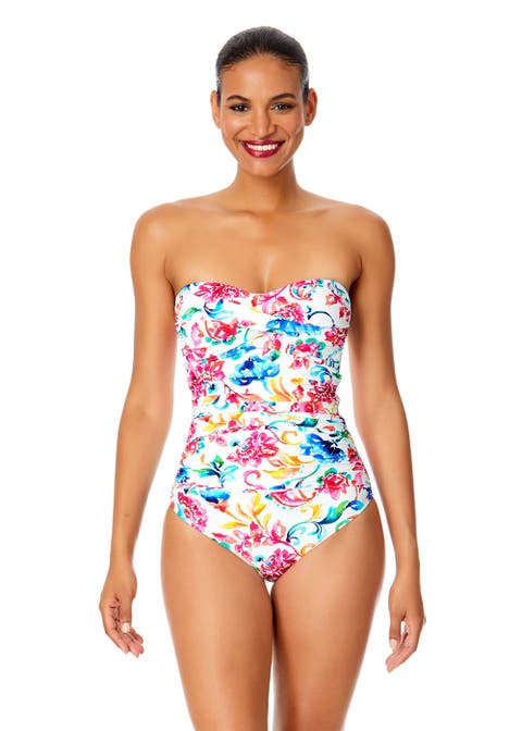 Women's Twist Front Shirred One Piece Swimsuit