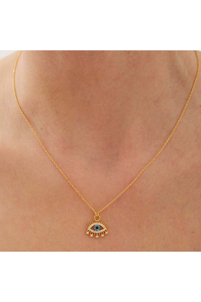 Evil Eye Blue Eye Eyelash Sterling Silver Pendant Necklace, Alternate, color, Gold