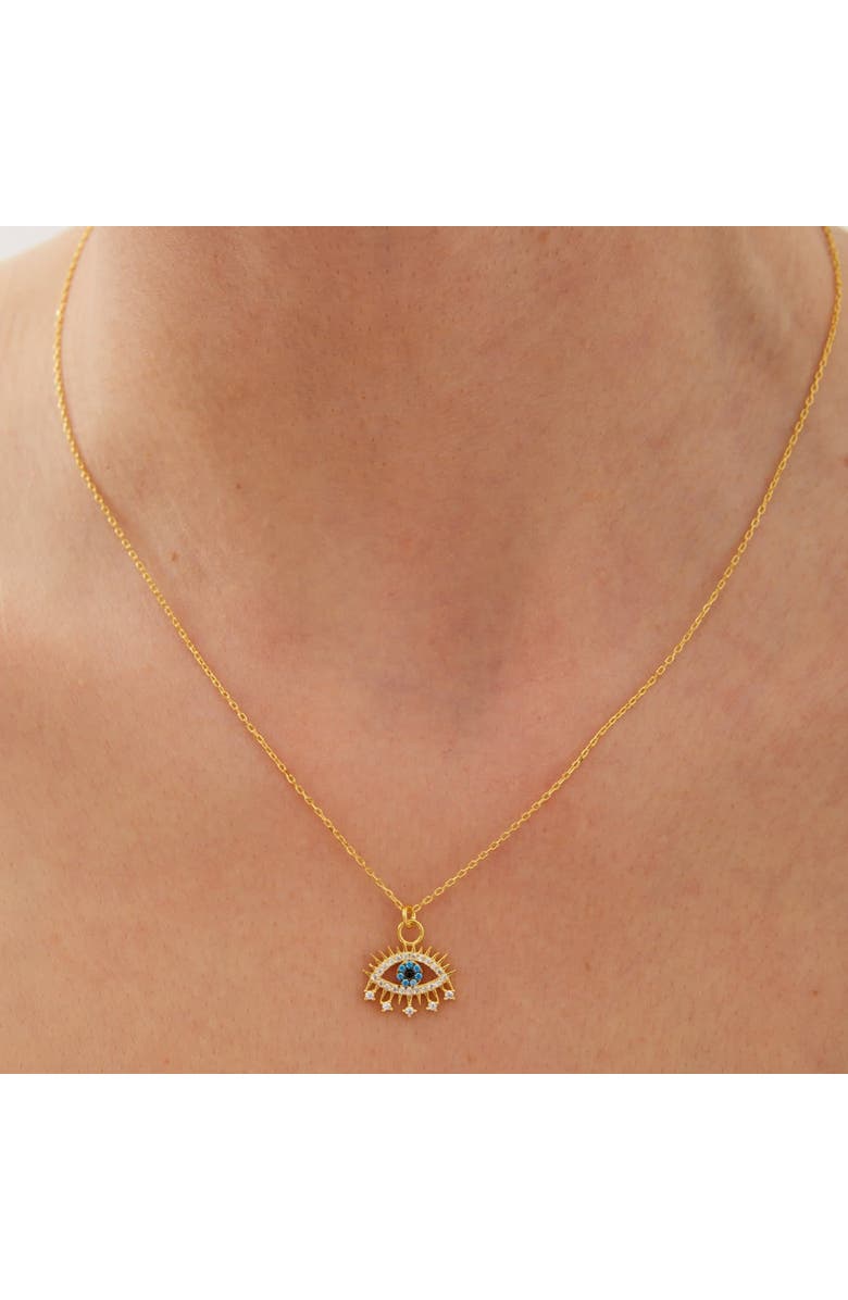 Spero London Evil Eye Blue Eye Eyelash Sterling Silver Pendant Necklace, Alternate, color, Gold