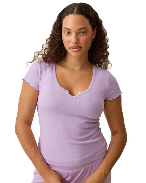 Kindred Bravely Ribbed Modal Notched Nursing T-shirt In Purple