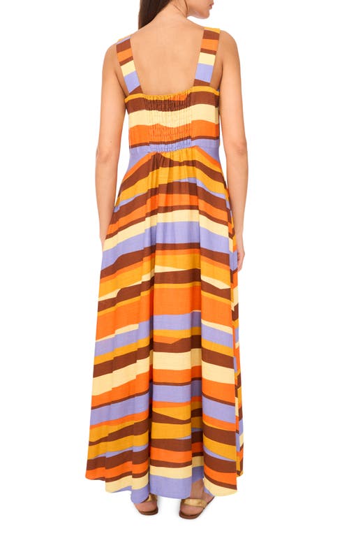 Vince Camuto Stripe Square Neck Midi Sundress In Multi