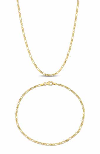 2.2mm Figaro Chain Necklace & Anklet Set