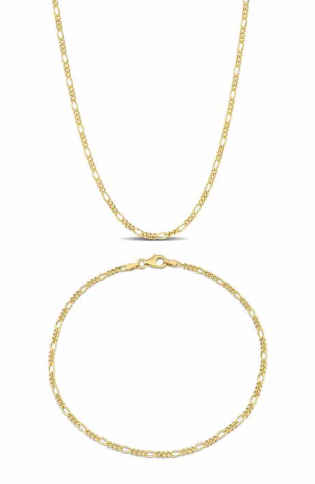 2.2mm Figaro Chain Necklace & Anklet Set