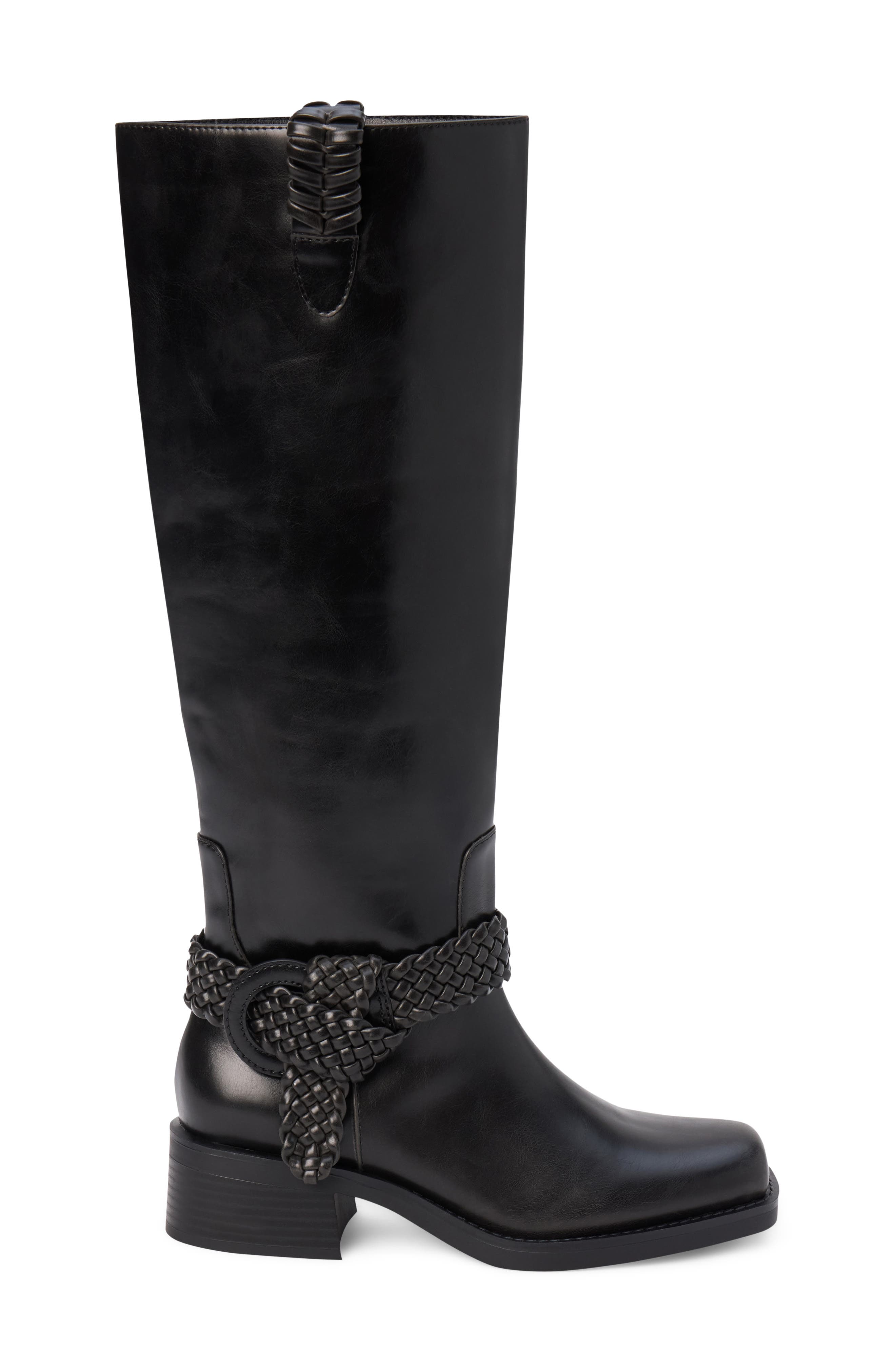 Cheyenne Faux Leather Boot, Alternate, color, BLACK