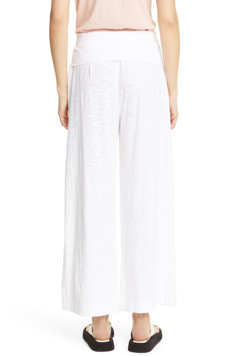 Foldover Waist Wide Leg Slub Jersey Pants, Alternate, color, WHITE