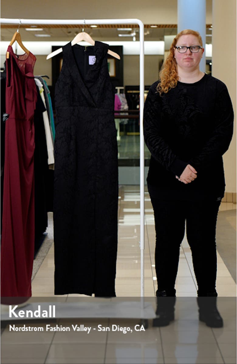 Jasmine Jacquard Sleeveless Tuxedo Gown, sales video thumbnail