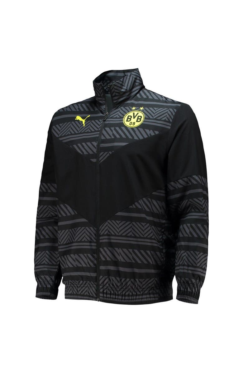 PUMA Men's Puma Black Borussia Dortmund 2022/23 Pre-Match Full-Zip Jacket, Alternate, color,