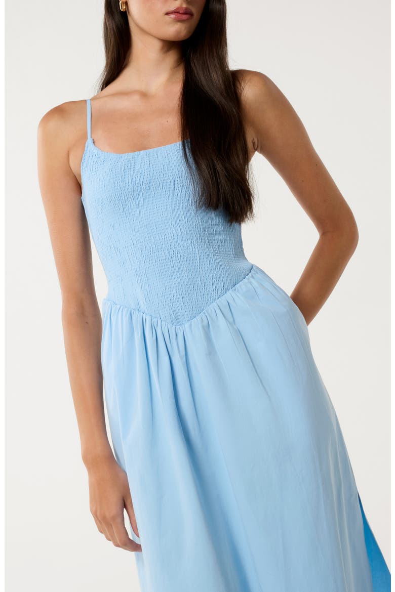 Dylan Shirred Cotton Fit & Flare Midi Dress, Alternate, color, CLEAR DAY