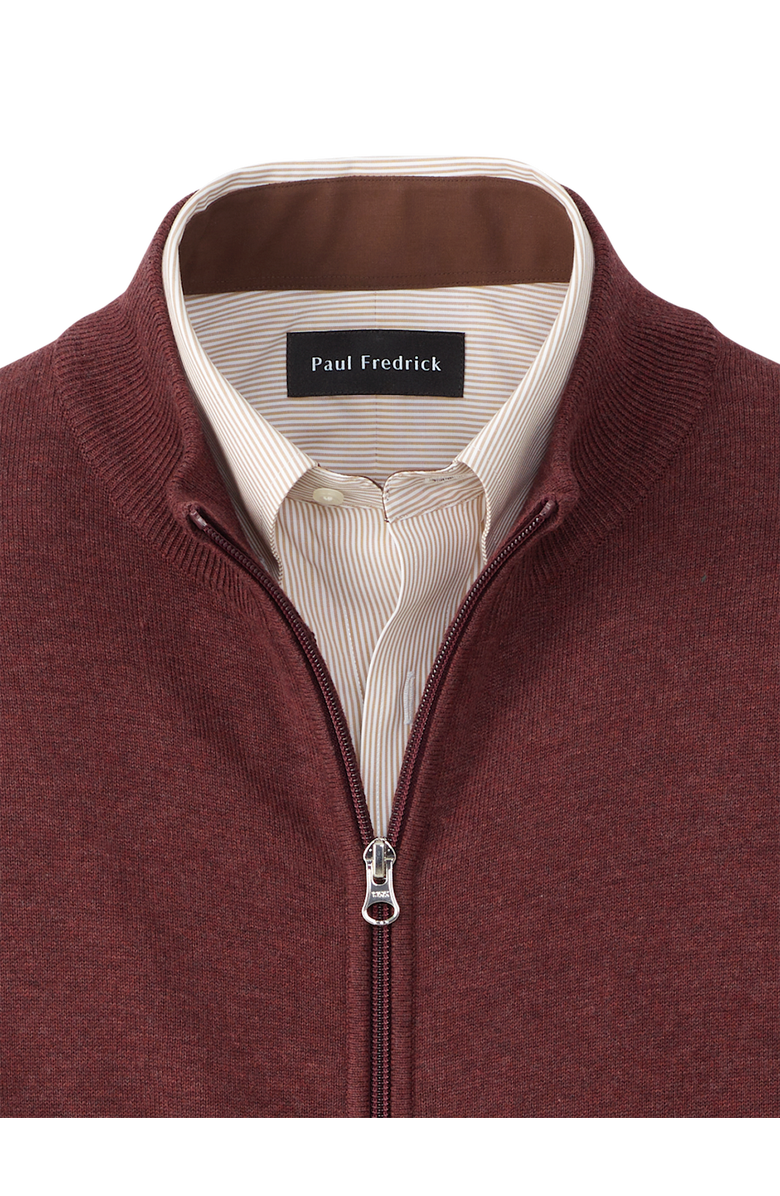 Paul Fredrick Cotton Full Zip Mock Neck Vest, Alternate, color, Burgundy