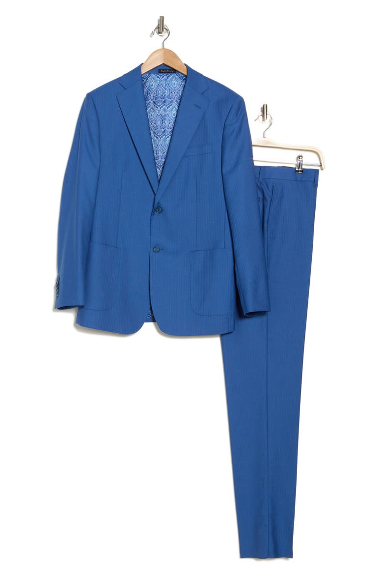 Solid Blue Wool Blend Suit, Alternate, color, BLUE