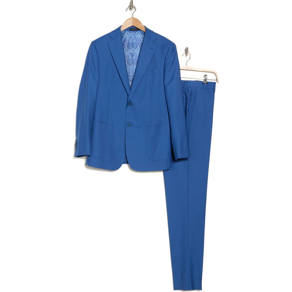 ENGLISH LAUNDRY ENGLISH LAUNDRY SOLID BLUE WOOL BLEND SUIT