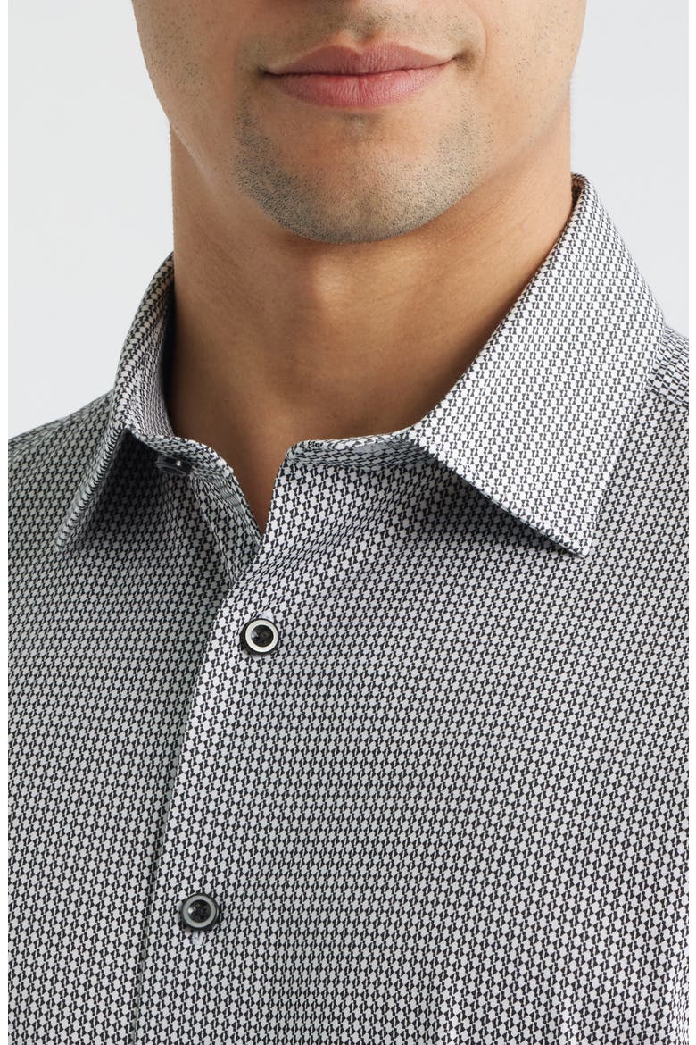 Miles OoohCotton® Geo Print Short Sleeve Button-Up Shirt, Alternate, color, WHITE