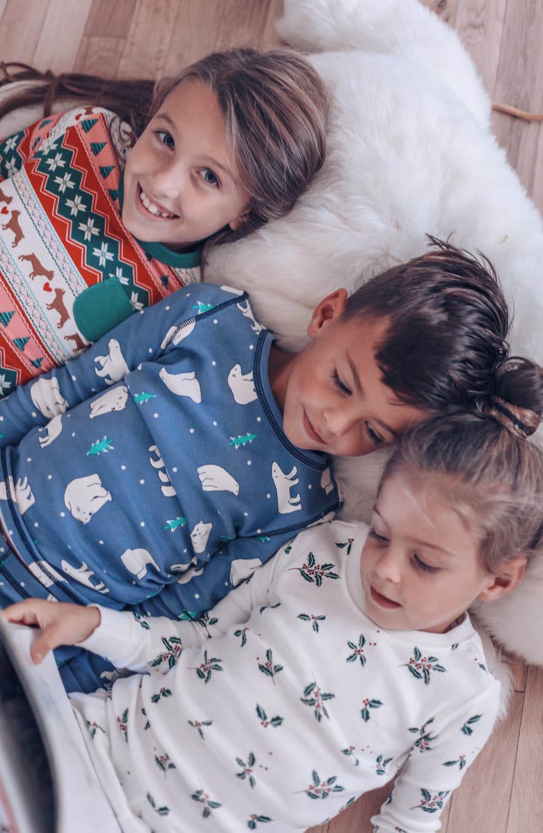 Nordstrom Kids' Print Fitted Cotton Pajamas, Alternate, color, Red Lollipop Travis Plaid