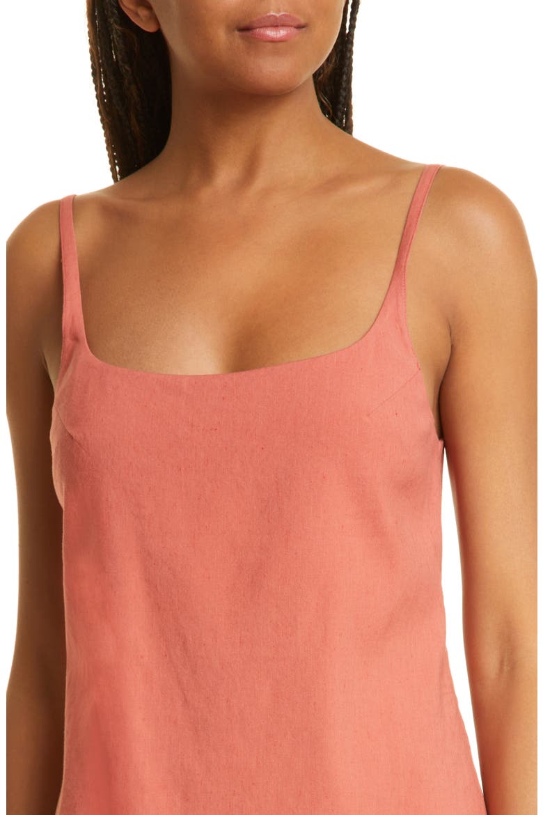 Stretch Linen Blend Skirted Romper, Alternate, color, CARNELIAN