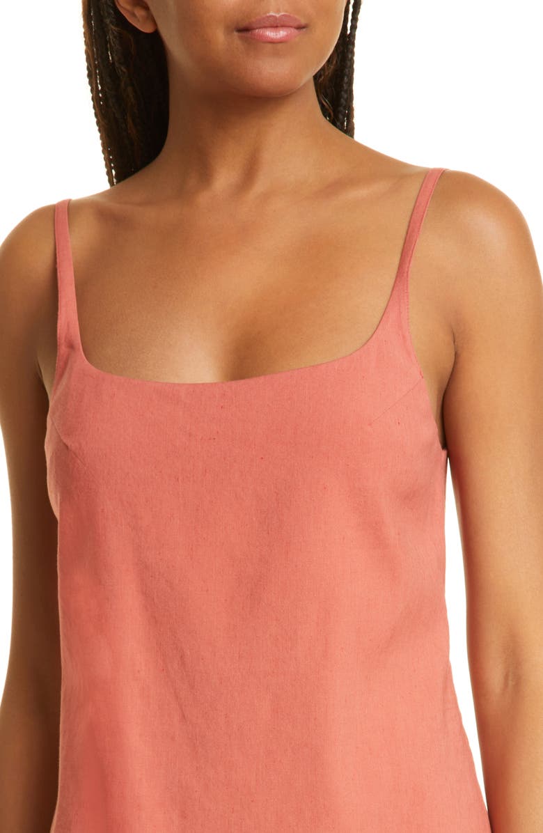 Rebecca Taylor Stretch Linen Blend Skirted Romper, Alternate, color, Carnelian