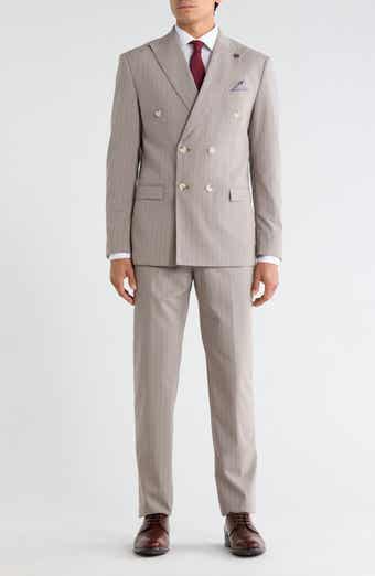 Pinstriped Three-Piece Double Breasted Suit