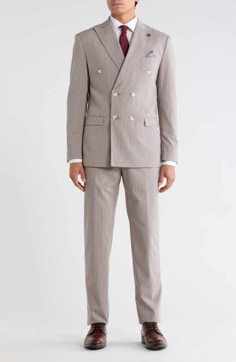 Pinstriped Three-Piece Double Breasted Suit
