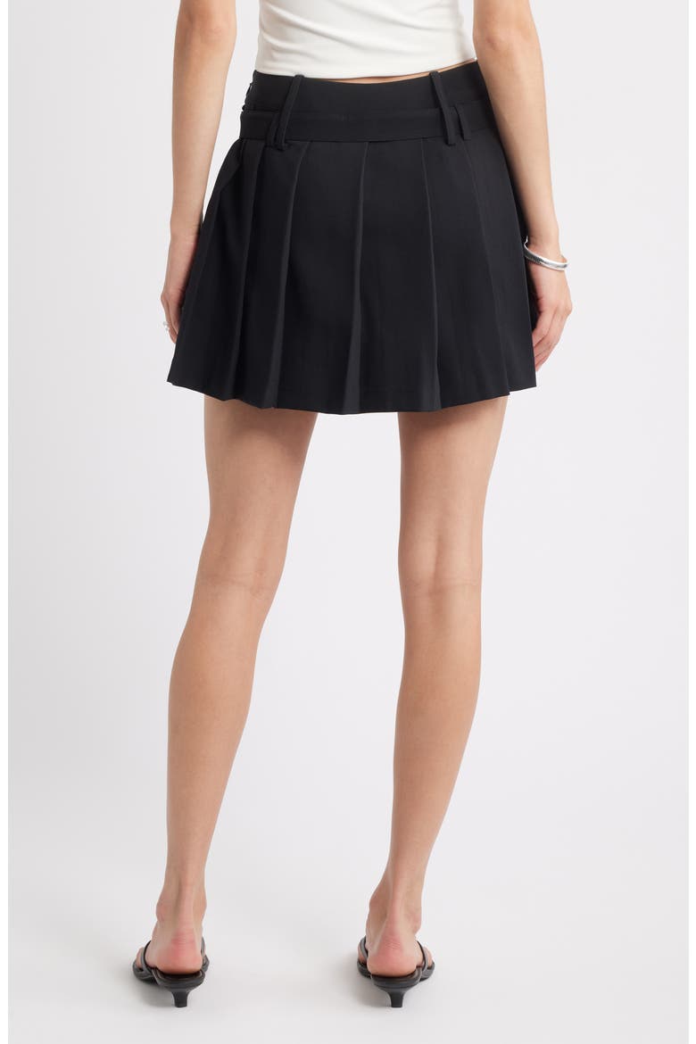 Pleated Belted Miniskort, Alternate, color, BLACK