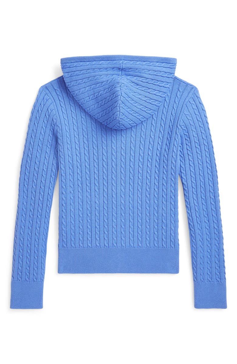 Ralph Lauren Kids' Mini Cable Cotton Hooded Zip-Up Cardigan, Alternate, color, 