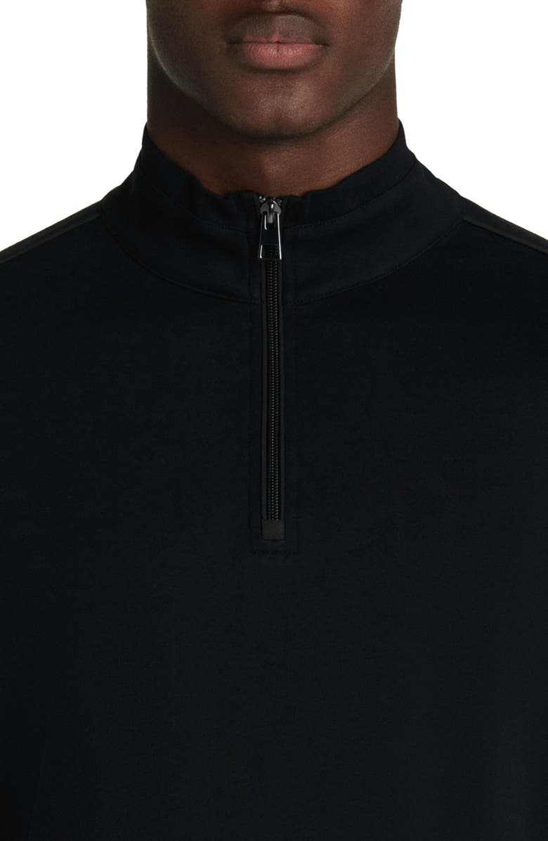 Bugatchi Quarter Zip Sweatshirt, Alternate, color, Black