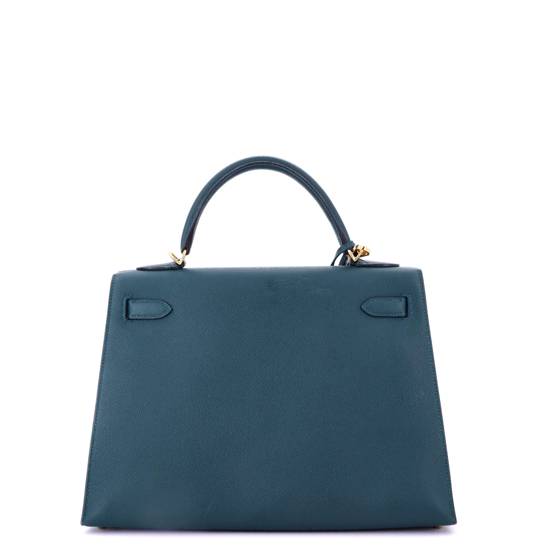 Pre-Owned Hermes Kelly Handbag Blue Epsom with Gold Hardware 32, Alternate, color, Colvert