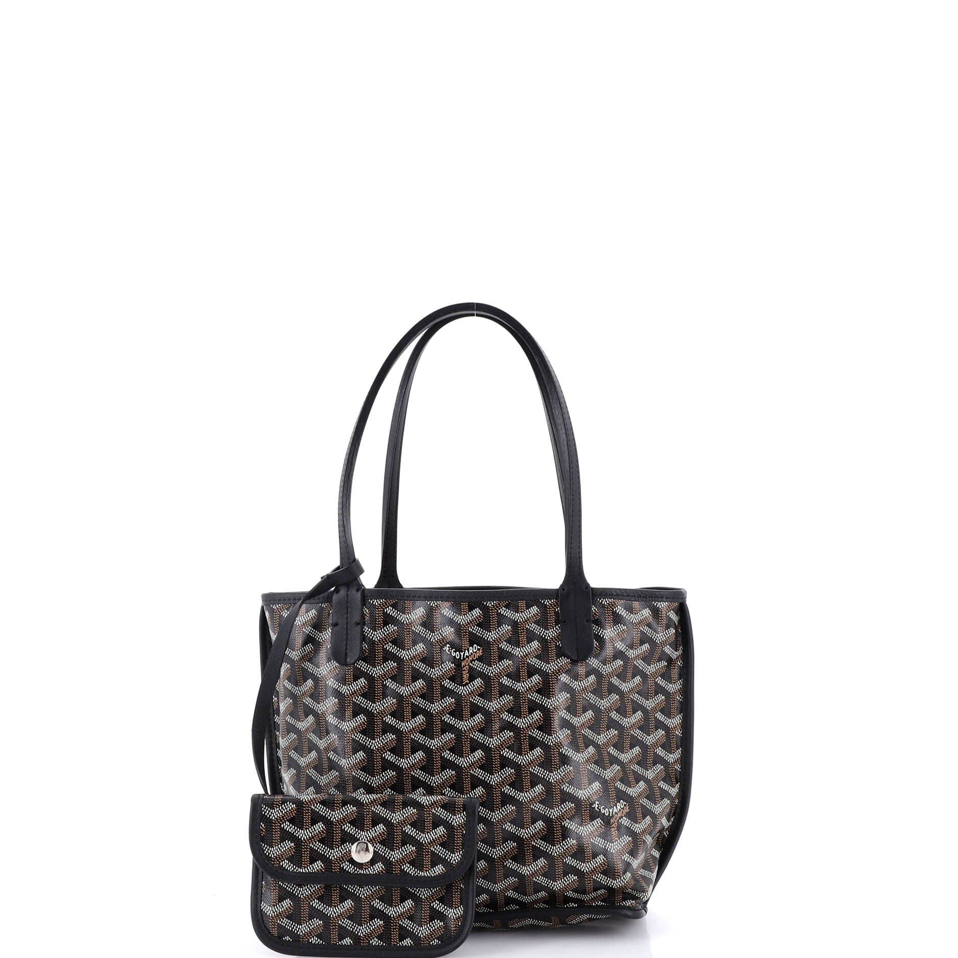 Pre-Owned Goyard Anjou Reversible Tote Coated Canvas Mini, Alternate, color, Black