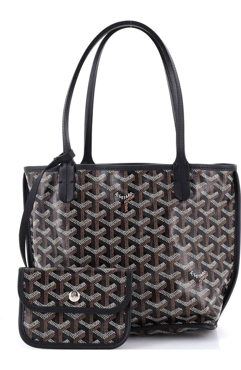 Pre-Owned Goyard Anjou Reversible Tote Coated Canvas Mini, Alternate, color, Black