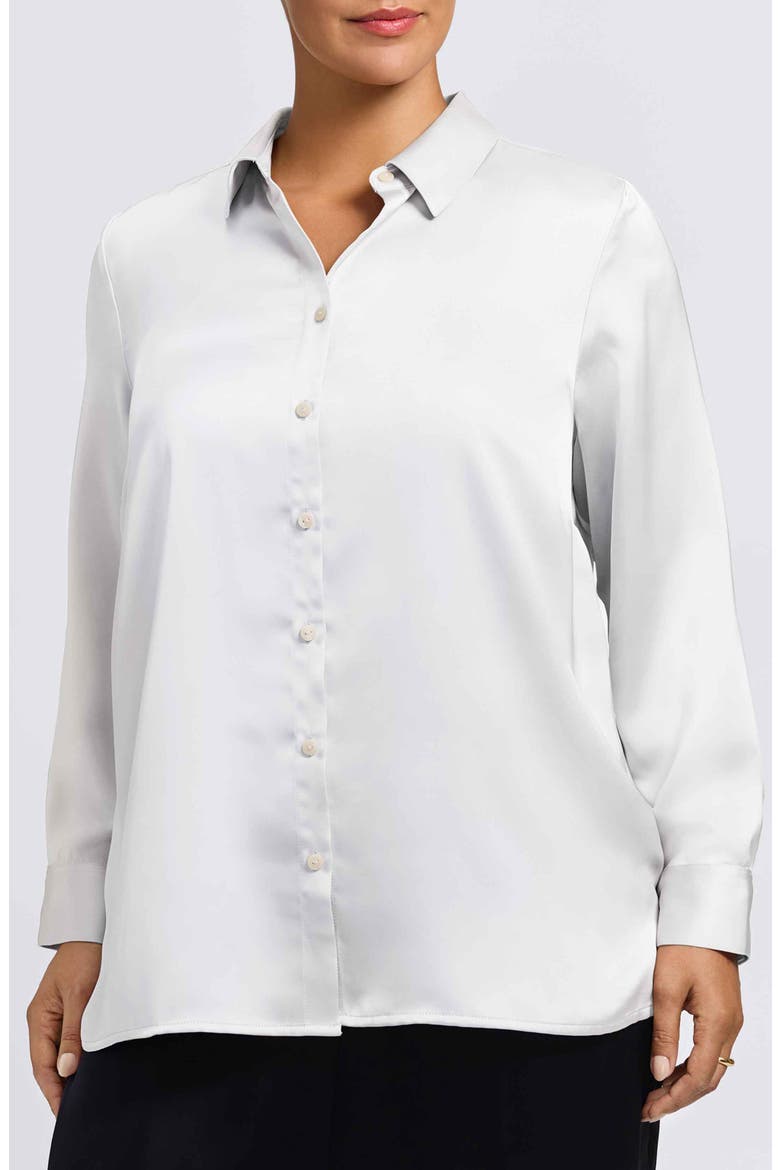 Bianca Satin Button-Up Shirt, Main, color, ECRU