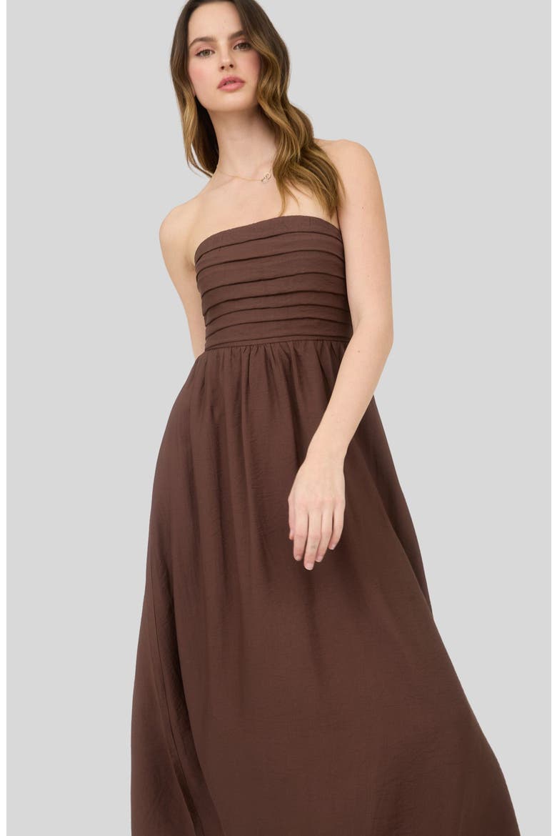 Strapless Midi Dress, Alternate, color, BROWN