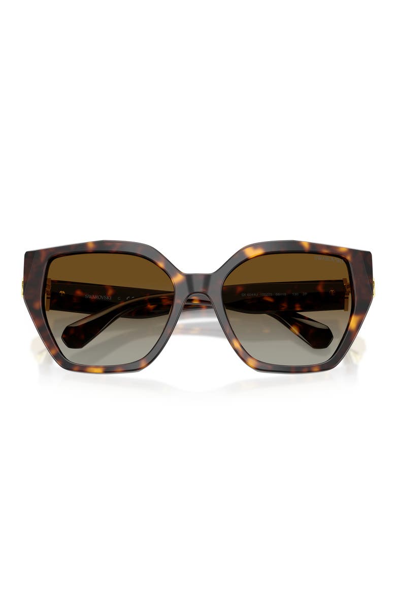 56mm Polarized Irregular Sunglasses, Alternate, color, HAVANA / BROWN GRADIENT POLAR
