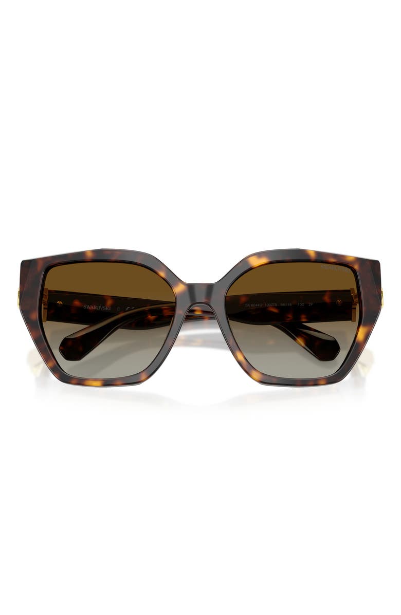 Swarovski 56mm Polarized Irregular Sunglasses, Alternate, color, Havana / Brown Gradient Polar
