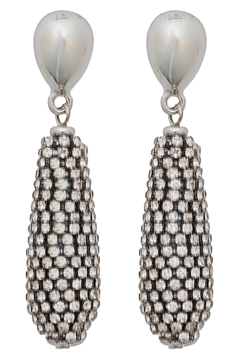 Pavé Crystal Drop Earrings, Main, color, SILVER