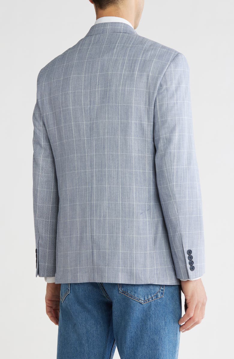 NORDSTROM RACK Navy & White Windowpane Notch Collar Textured Sport Coat, Alternate, color, Navy- White Grid Texture