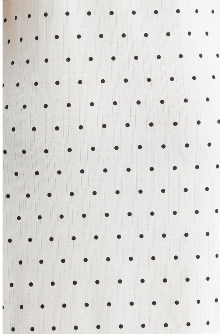 Print Pointelle Knit Chemise, Alternate, color, WHITE/ BLACK DOT
