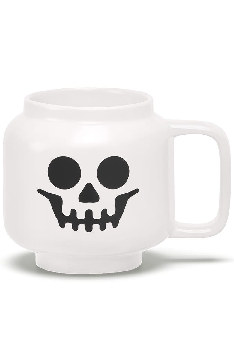 Skeloton Large Ceramic Mug, 17.9oz, Main, color, White