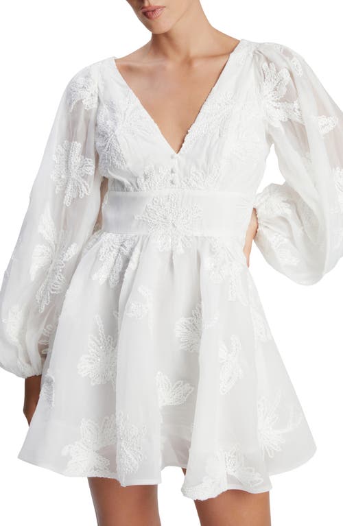 Bardot Eva Floral Sequin Long Sleeve Chiffon Minidress In Orchid White