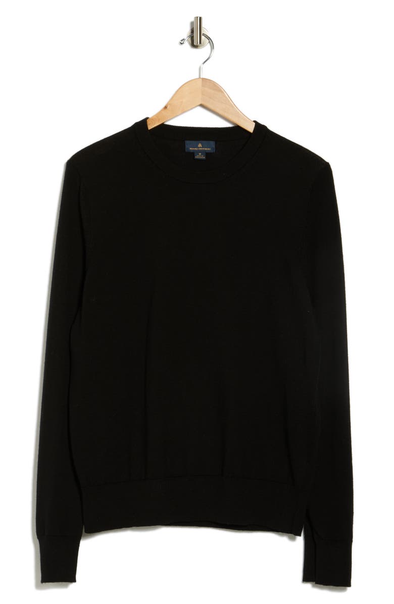 Brooks Brothers Wool Crewneck Sweater, Alternate, color, Black