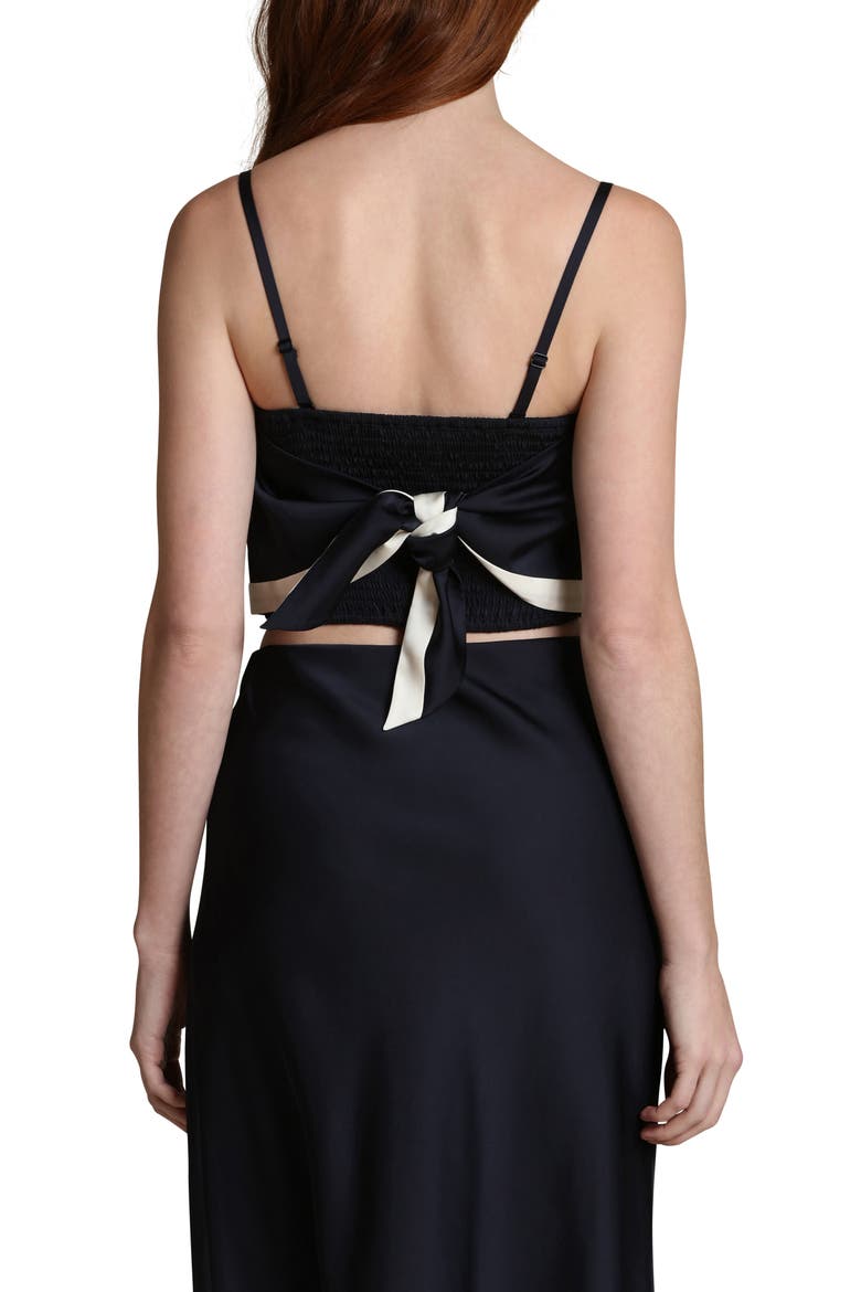 Scarf Satin Crop Top, Alternate, color, NAVY