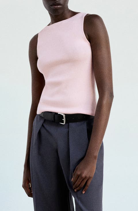 Fine-Knit Boat Neck Top