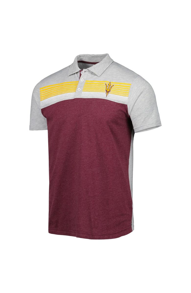 COLOSSEUM Men's Colosseum Maroon/Heather Gray Arizona State Sun Devils Caddie Lightweight Polo, Alternate, color, 