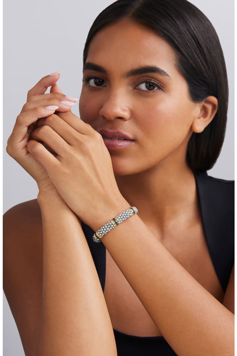 Two-Tone Black Ceramic Station Bracelet, Alternate, color, TWO TONE